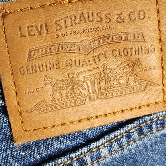 Levi's Premium 70s High Rise Slim Straight Leg Cotton Denim Blue Jeans Size 30 - Picture 6 of 13